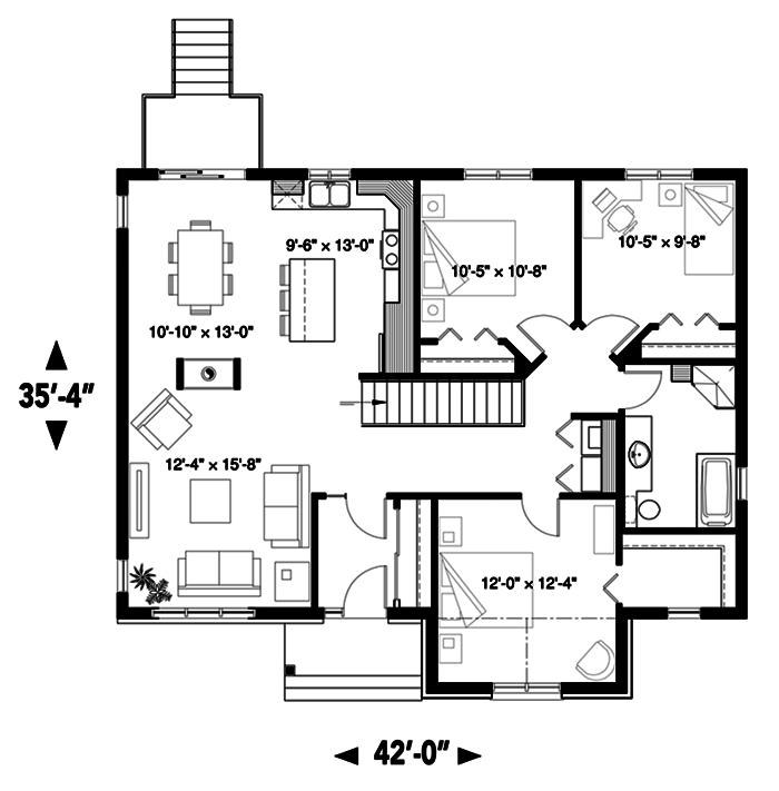 Floor Plan First Story of Country Plan #126-1897