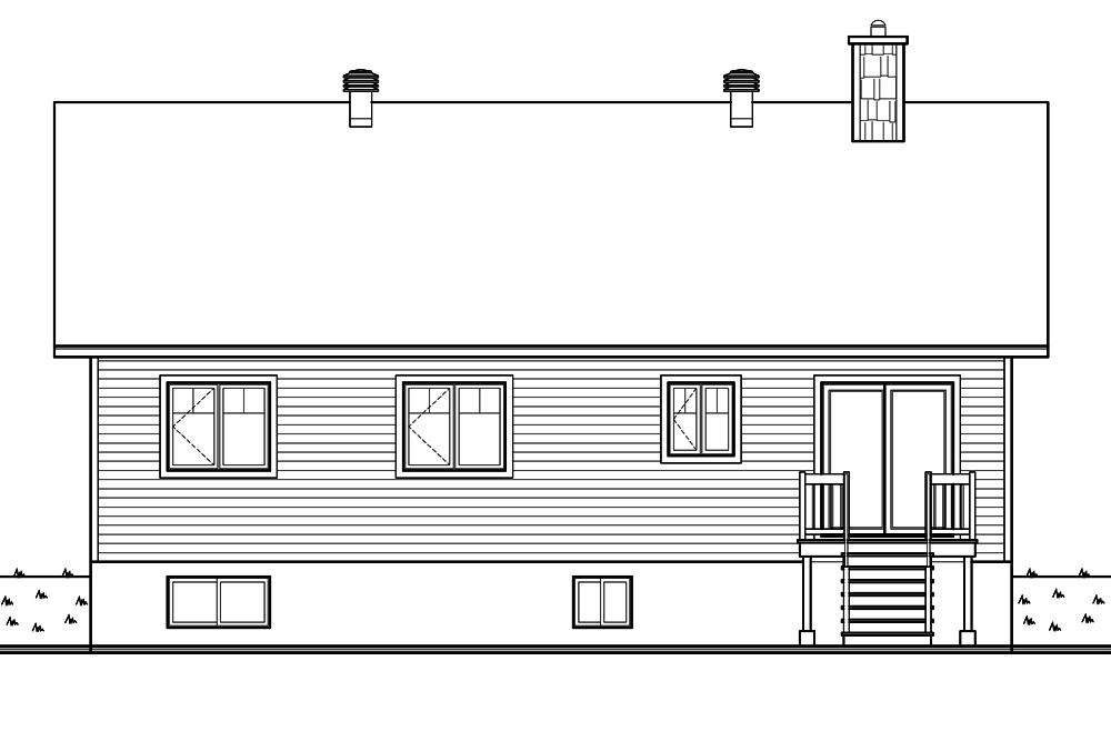 Home Plan Rear Elevation of this 5-Bedroom,1341 Sq Ft Plan -126-1897