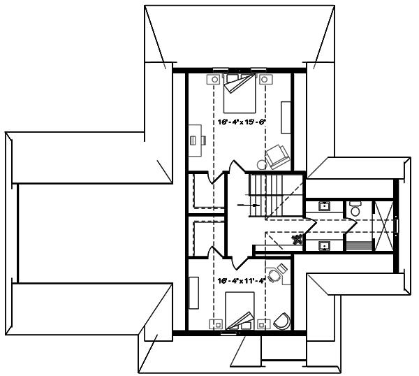 Floor Plan Second Story of Cottage Plan #126-1898
