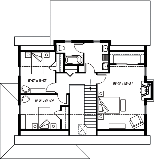 Floor Plan Second Story of Country Plan #126-1899
