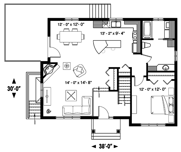 Floor Plan First Story of Country Plan #126-1900