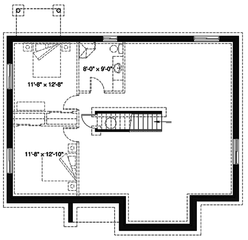 Floor Plan Basement of Country Plan #126-1902