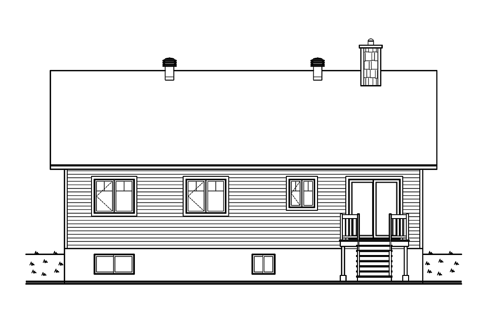 Home Plan Rear Elevation of this 5-Bedroom,1341 Sq Ft Plan -126-1902