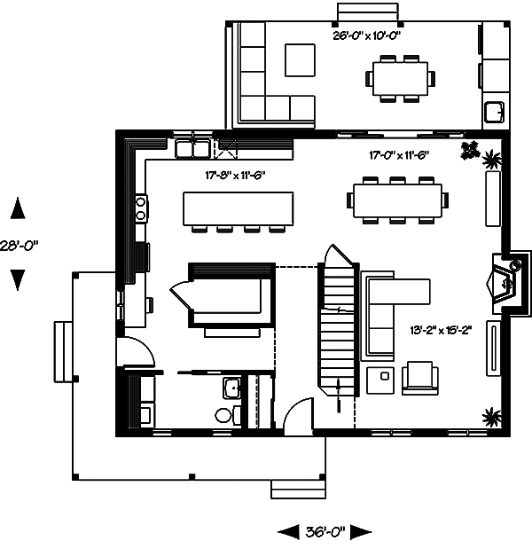Floor Plan First Story of Country Plan #126-1904