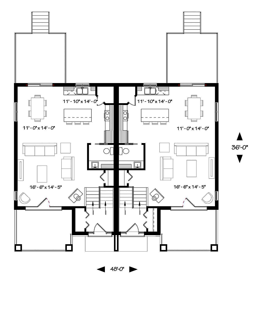 Floor Plan First Story of Contemporary Plan #126-1905