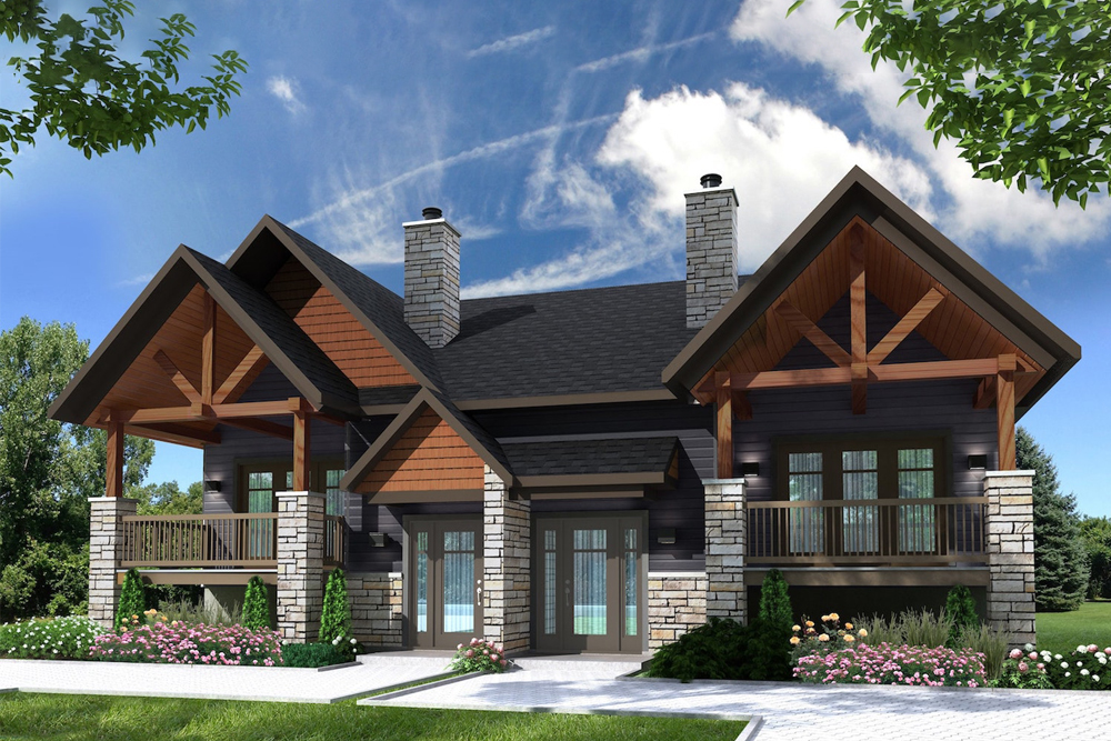 Color rendering of Contemporary home plan (ThePlanCollection: House Plan #126-1905)