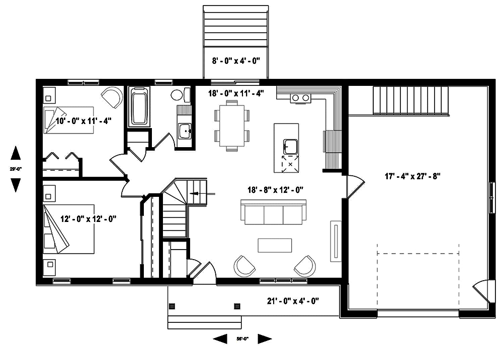 Floor Plan First Story of Country Plan #126-1906