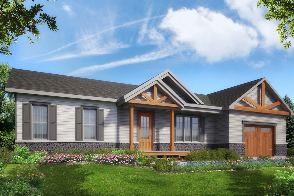 Color rendering of Country home plan (ThePlanCollection: House Plan #126-1906)