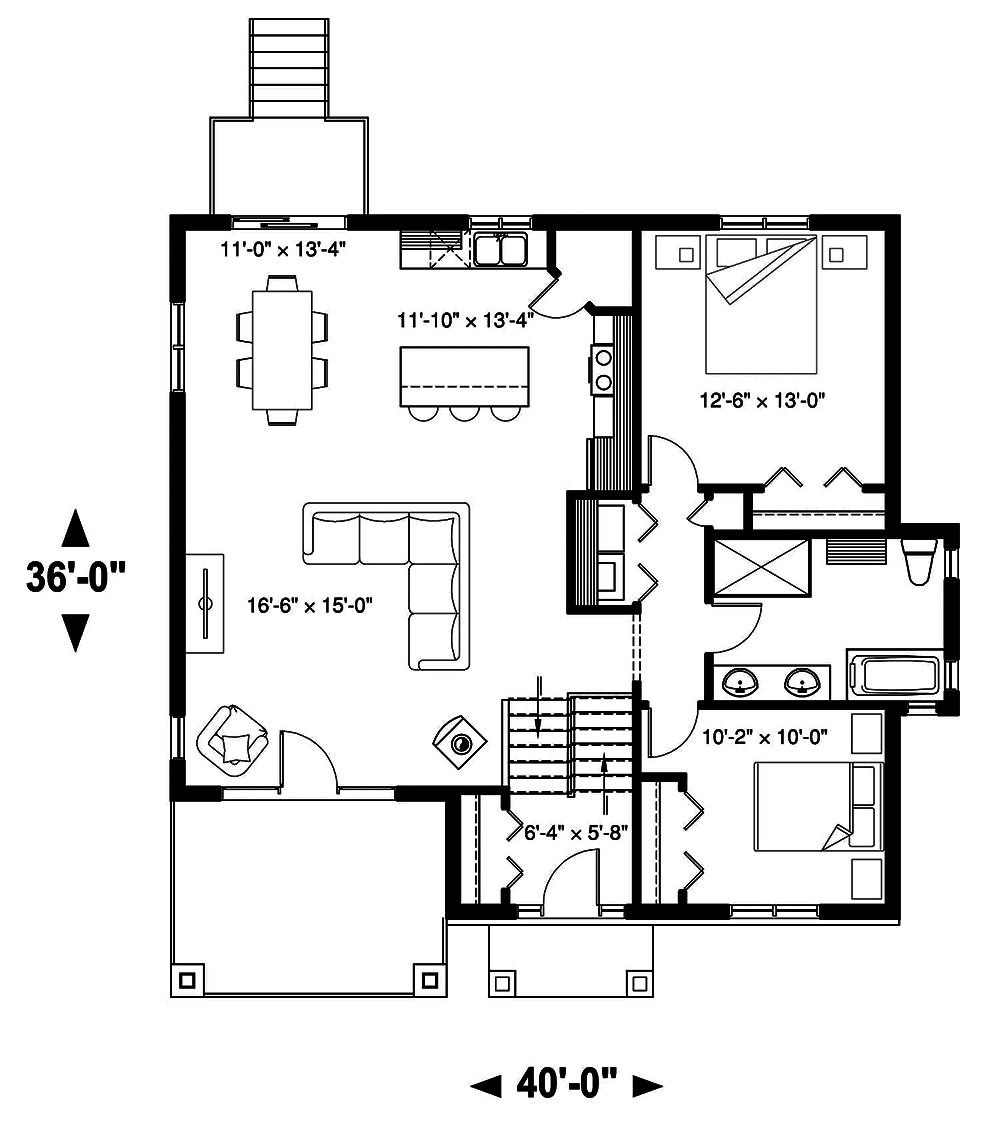 Floor Plan First Story of Contemporary Plan #126-1907