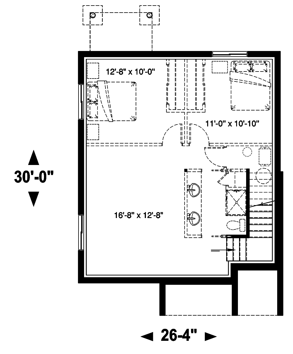 Floor Plan Basement of Contemporary Plan #126-1908