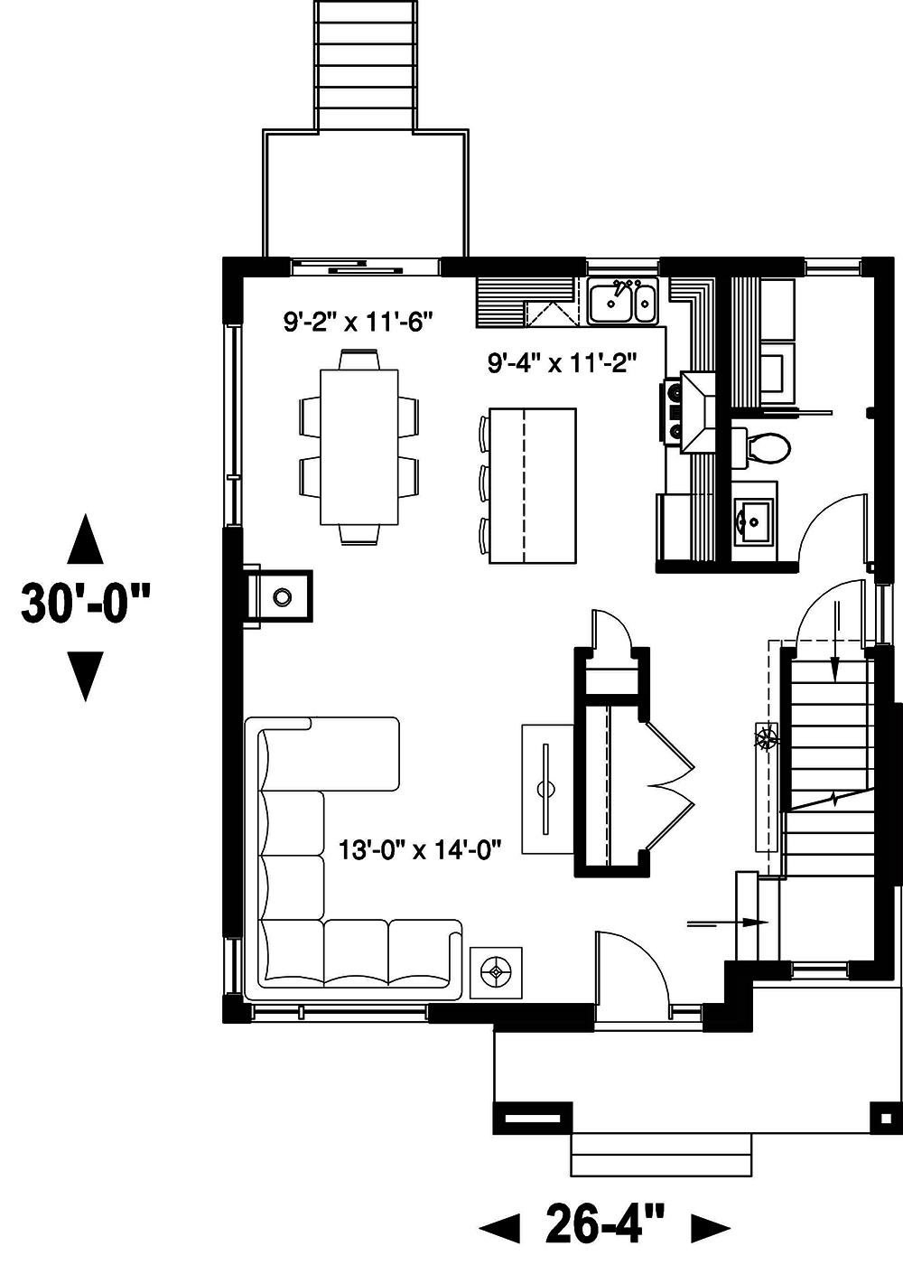 Floor Plan First Story of Contemporary Plan #126-1908