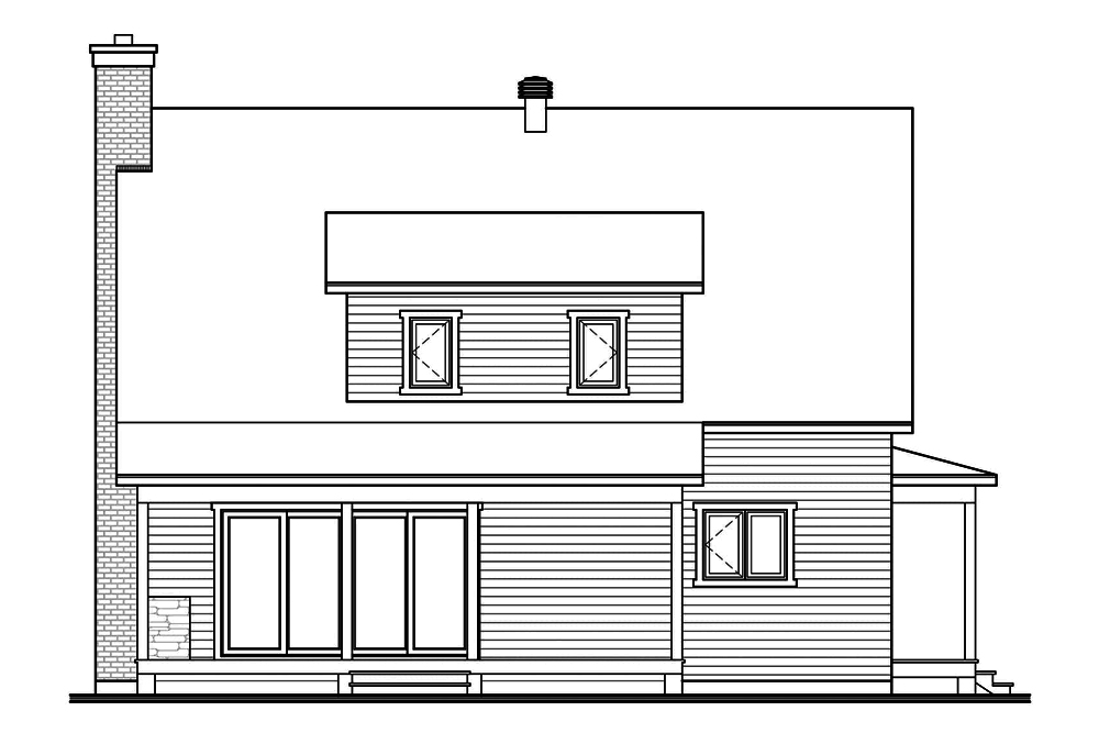 Home Plan Rear Elevation of this 3-Bedroom,1772 Sq Ft Plan -126-1909