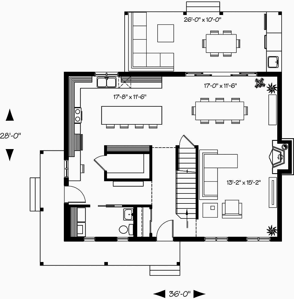 Floor Plan First Story of Country Plan #126-1909