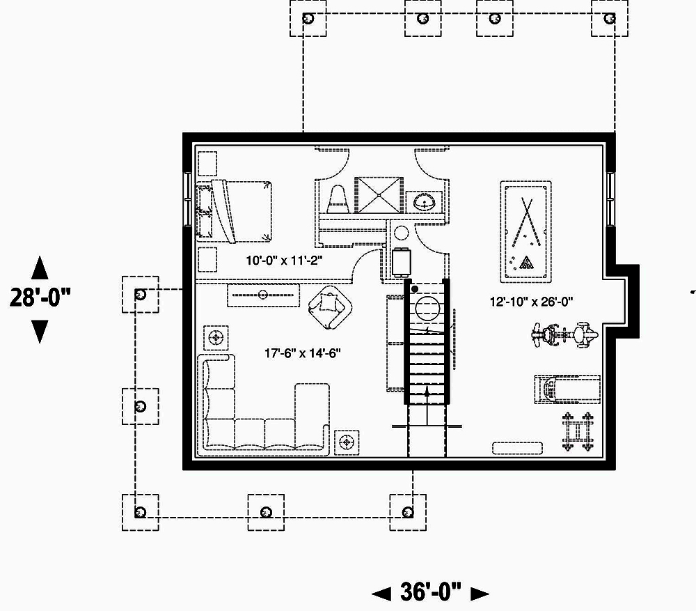 Floor Plan Basement of Country Plan #126-1909