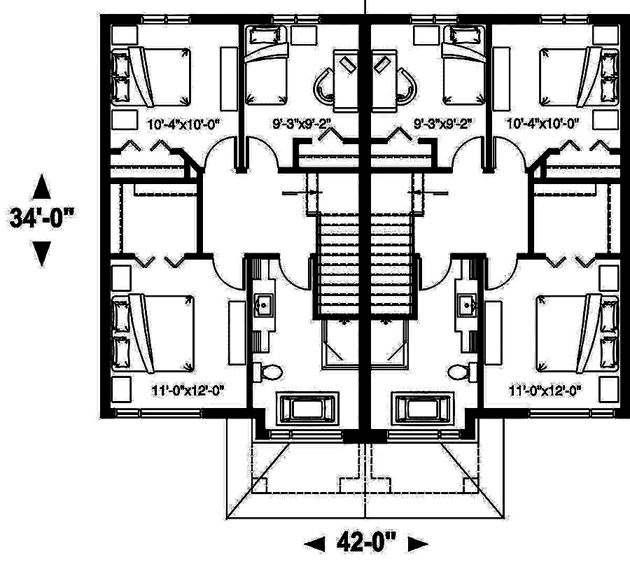 Floor Plan Second Story of Contemporary Plan #126-1910