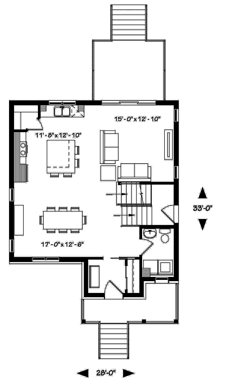 Floor Plan First Story of Contemporary Plan #126-1912
