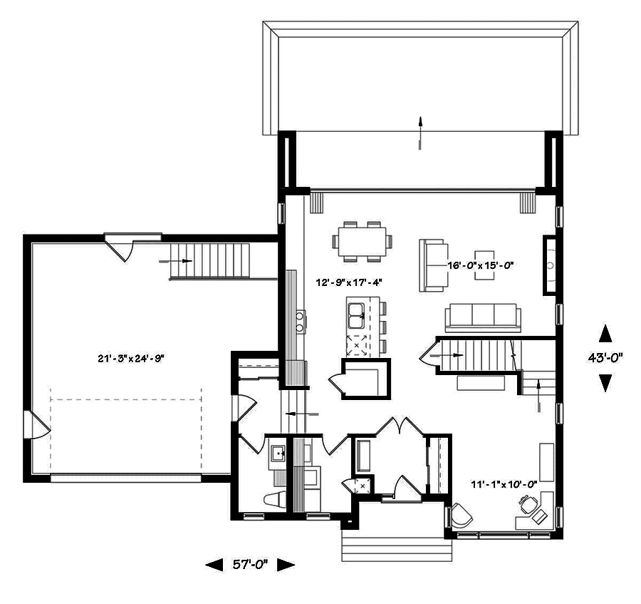 Floor Plan First Story of Modern Plan #126-1913