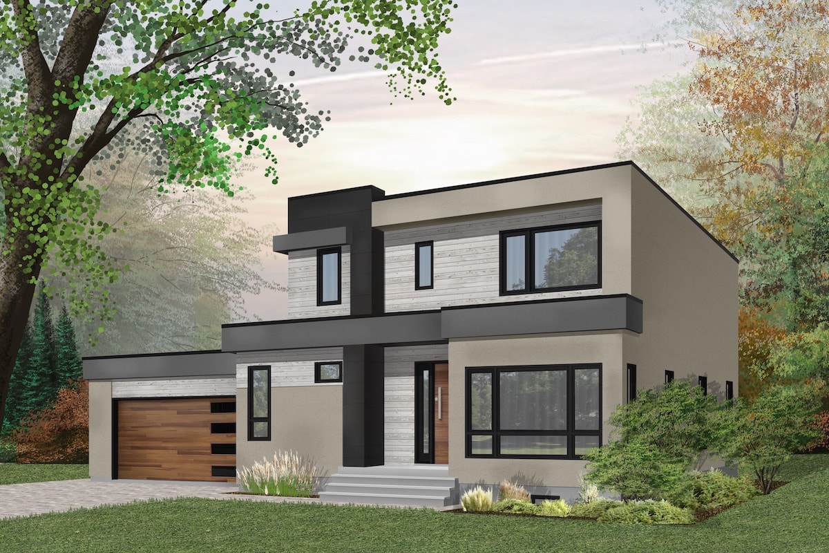 Modern home plan (ThePlanCollection: House Plan #126-1913)