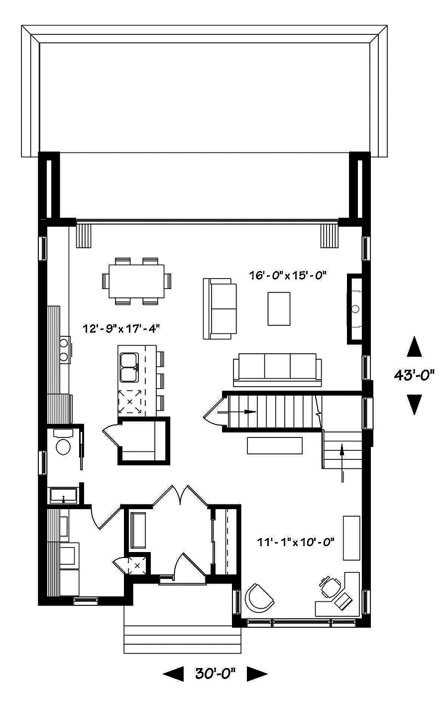 Floor Plan First Story of Modern Plan #126-1914