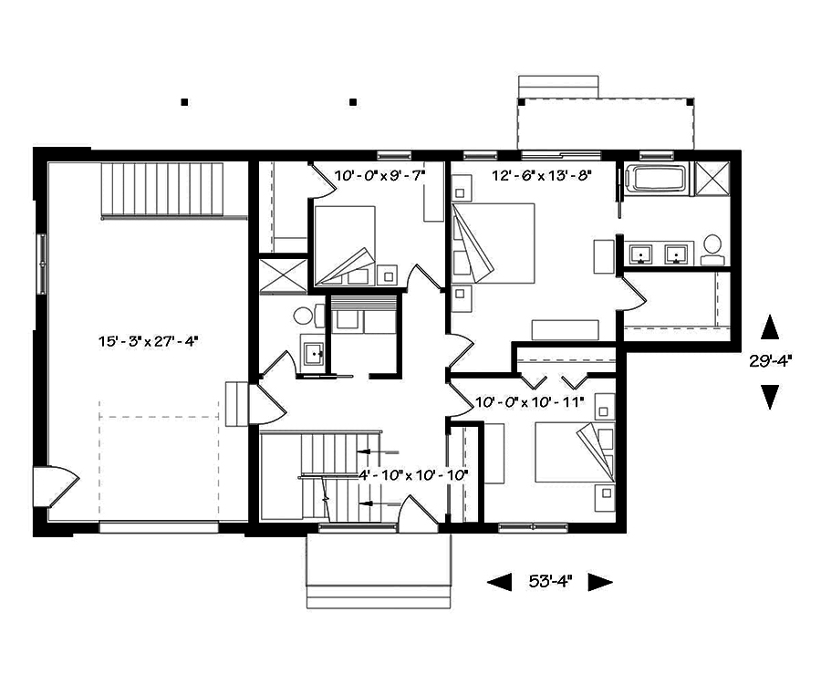 Floor Plan First Story of Vacation Homes Plan #126-1915