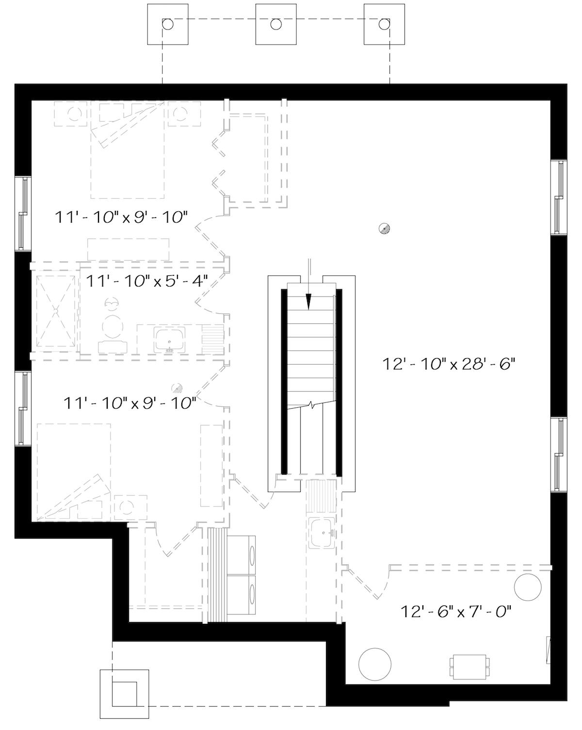 Floor Plan Basement of Contemporary Plan #126-1917
