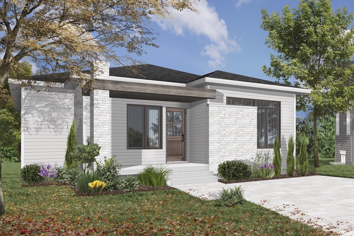Front elevation of Contemporary home (ThePlanCollection: House Plan #126-1917)