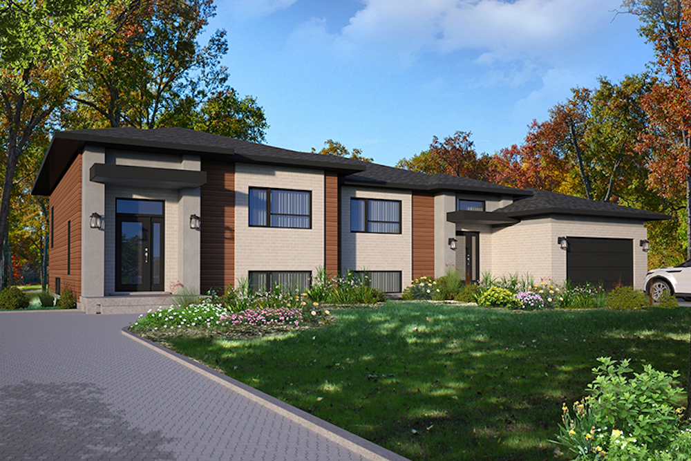 Front elevation of Contemporary home (ThePlanCollection: House Plan #126-1918)