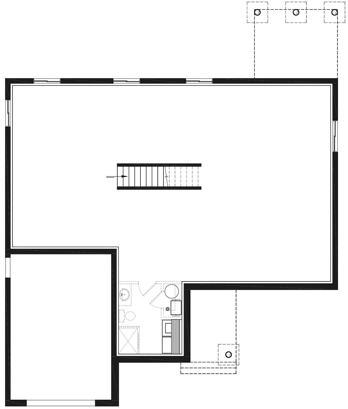 Floor Plan Basement of Craftsman Plan #126-1921