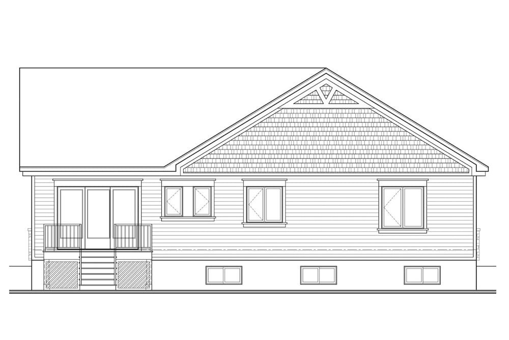 Home Plan Rear Elevation of this 2-Bedroom,1504 Sq Ft Plan -126-1921