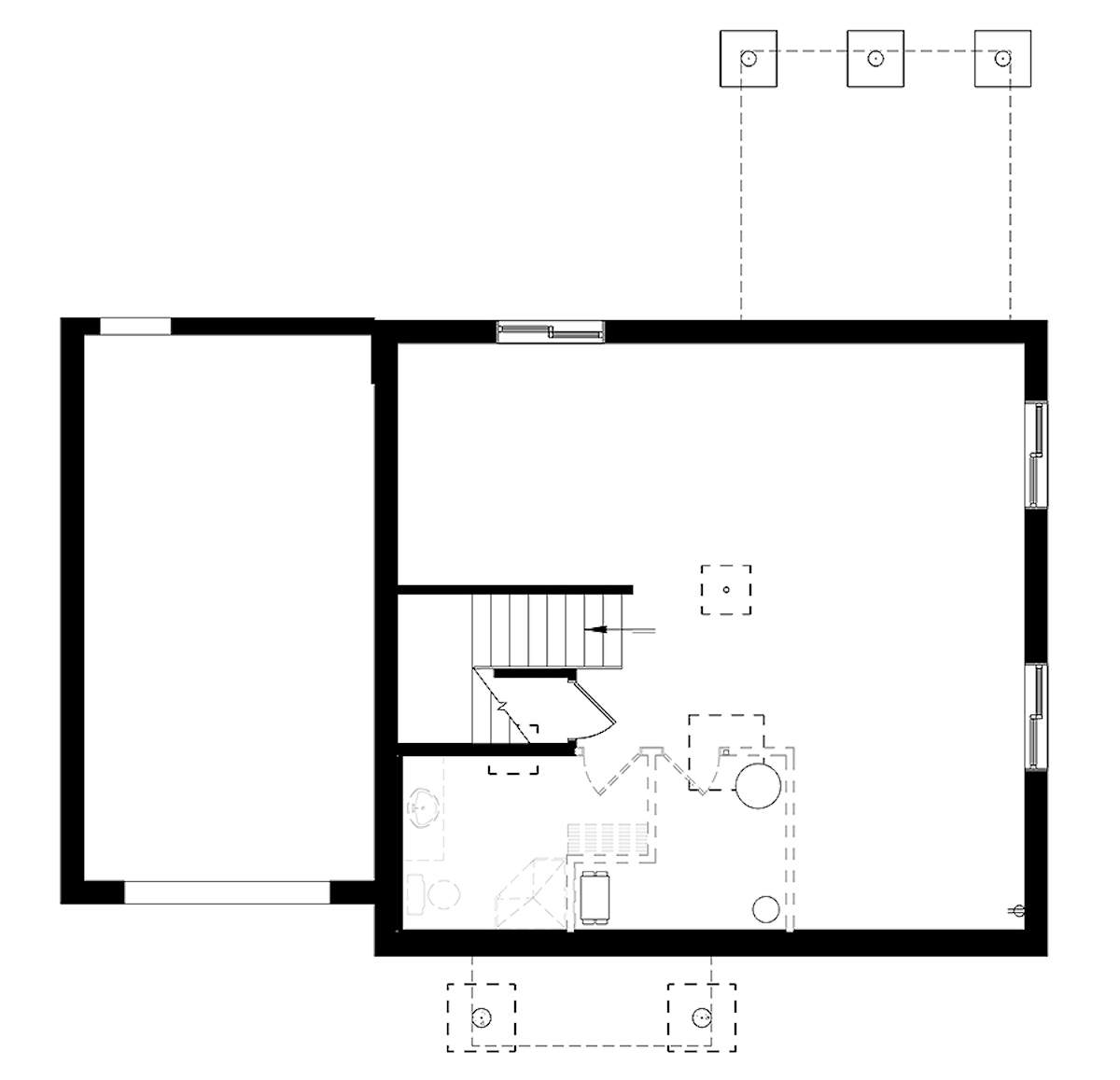 Floor Plan Basement of Contemporary Plan #126-1922