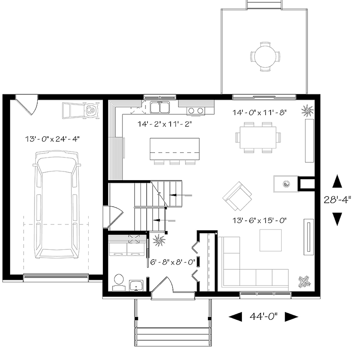 Floor Plan Main Level of Contemporary Plan #126-1922