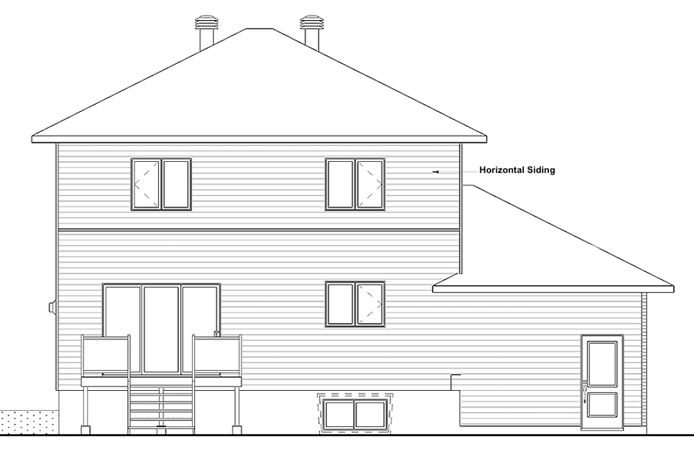 Home Plan Rear Elevation of this 3-Bedroom,1700 Sq Ft Plan -126-1922