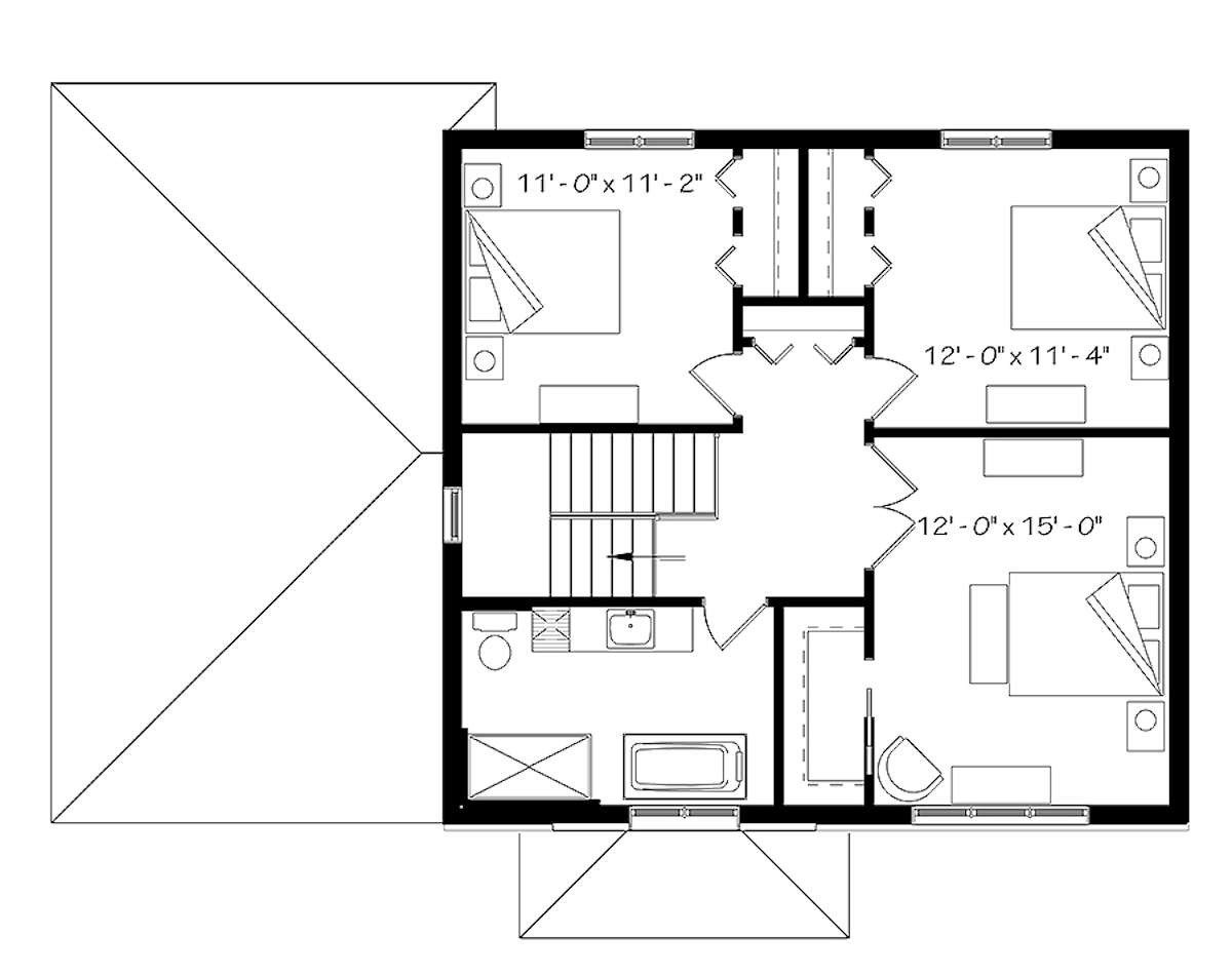 Floor Plan Upper Level of Contemporary Plan #126-1922