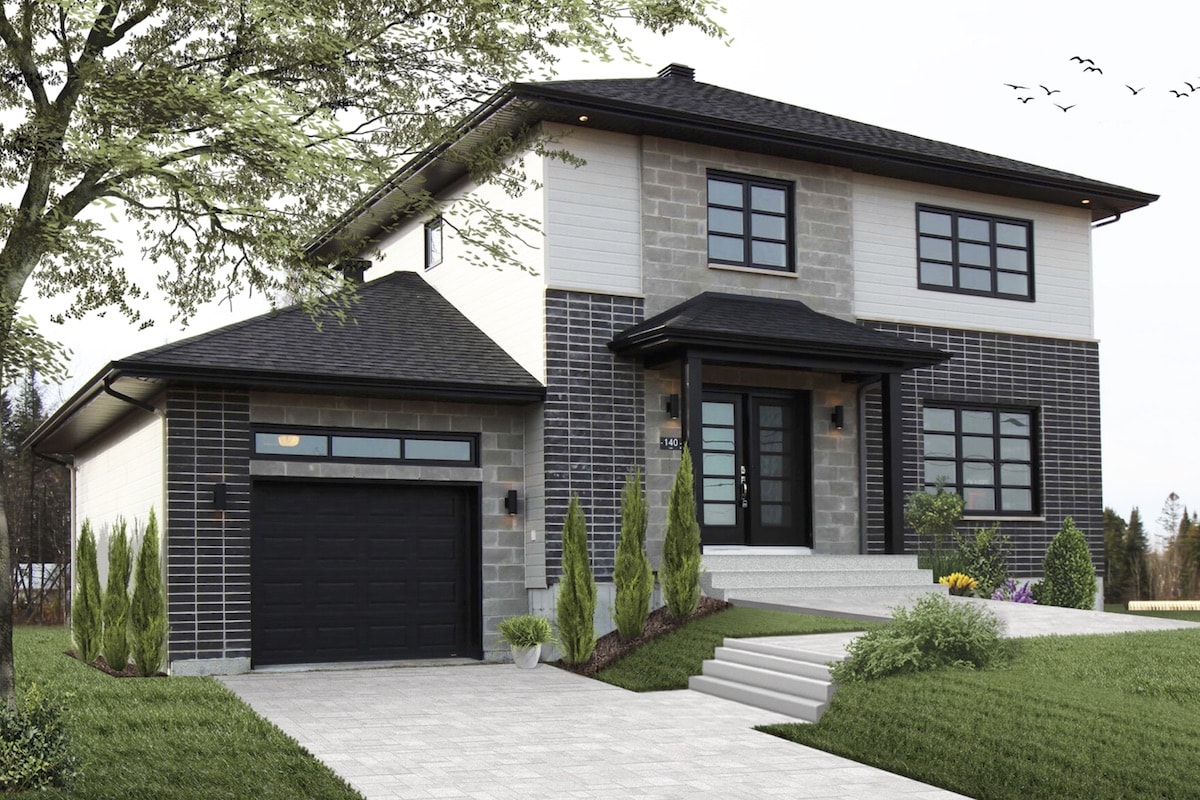 Front elevation of Contemporary home (ThePlanCollection: House Plan #126-1922)