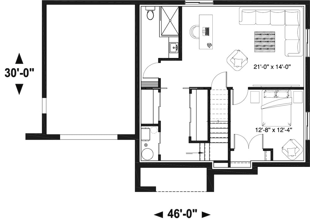 Floor Plan Basement of Contemporary Plan #126-1923