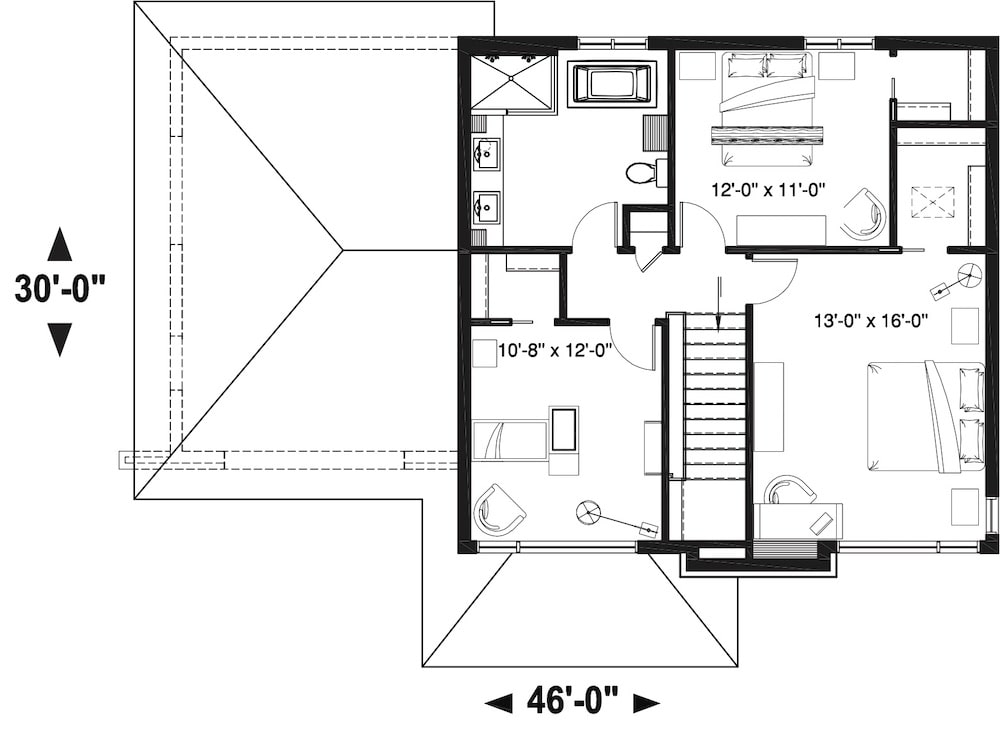 Floor Plan Upper Level of Contemporary Plan #126-1923