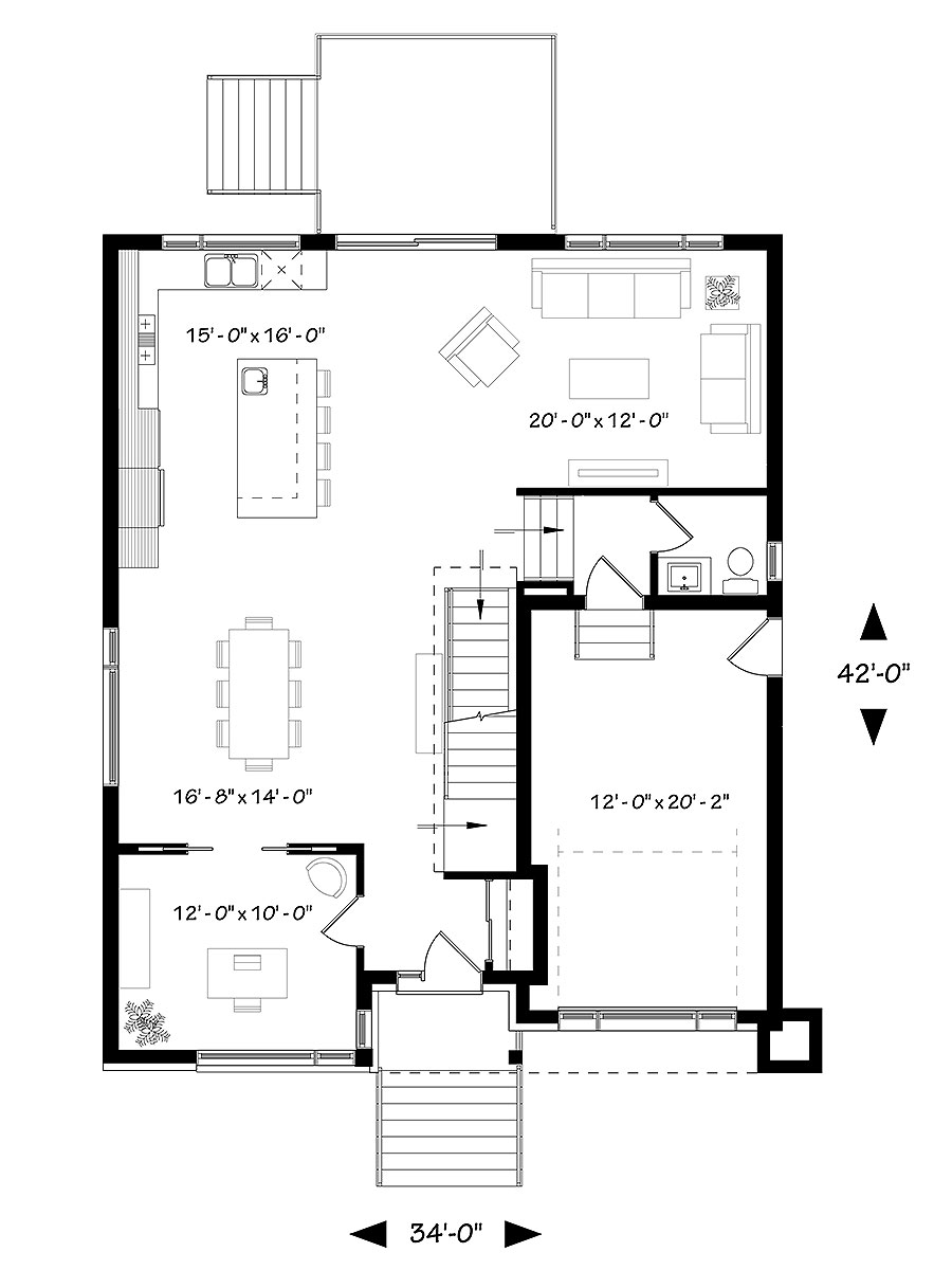 Floor Plan Main Level of Modern Plan #126-1924