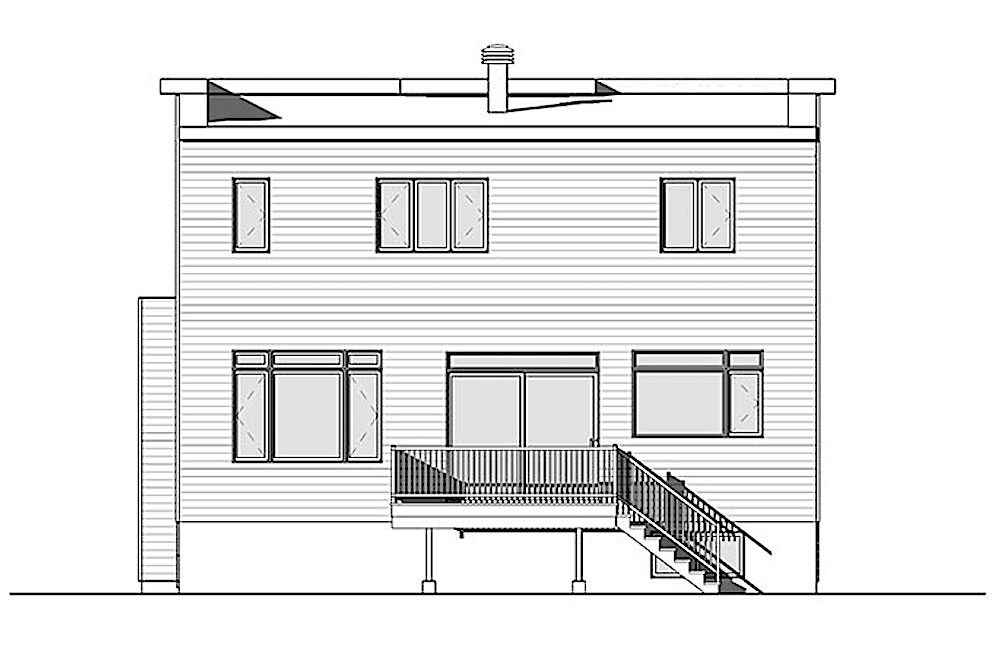 Home Plan Rear Elevation of this 4-Bedroom,2467 Sq Ft Plan -126-1924