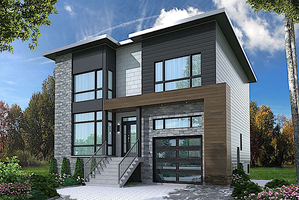 Front elevation of Modern home (ThePlanCollection: House Plan #126-1924)