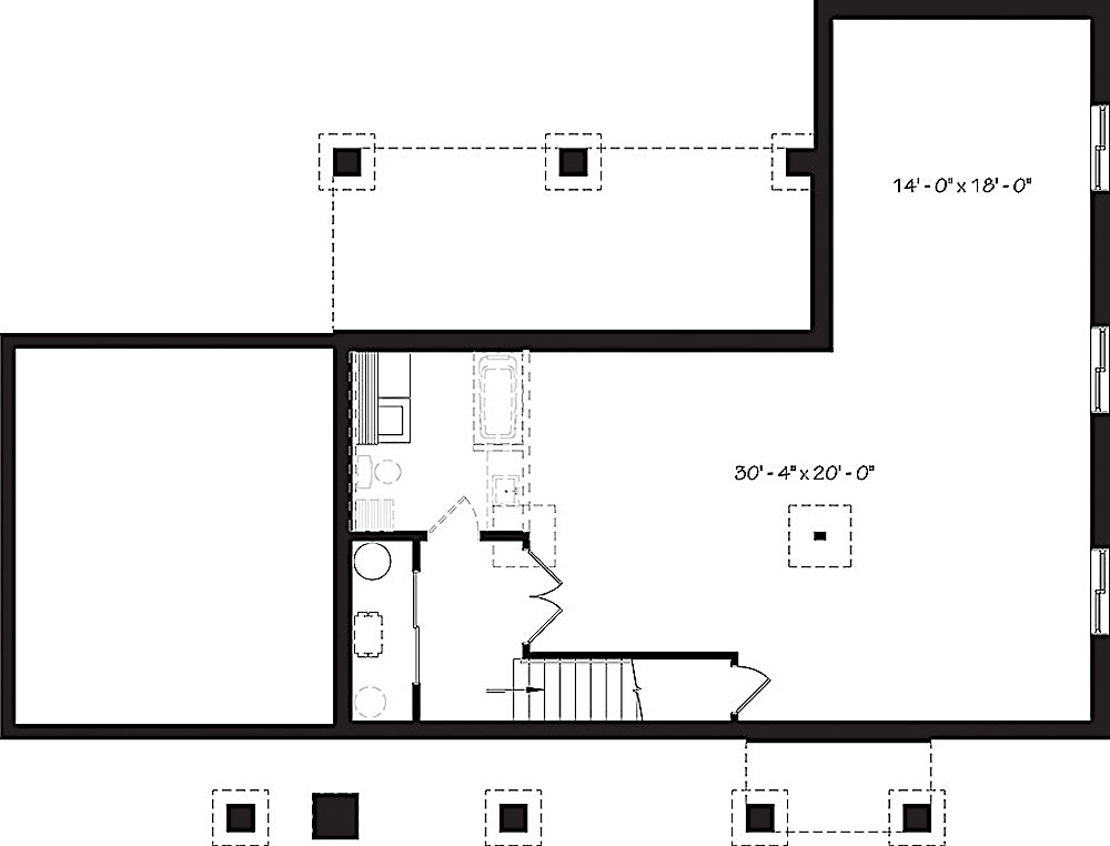 Floor Plan Basement of Country Plan #126-1925