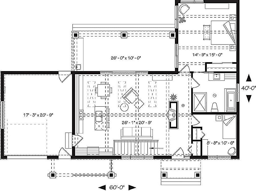 Floor Plan Main Level of Country Plan #126-1925