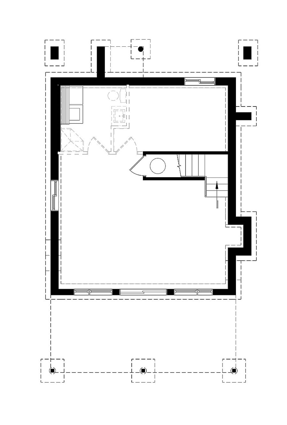 Floor Plan Basement of Modern Plan #126-1926