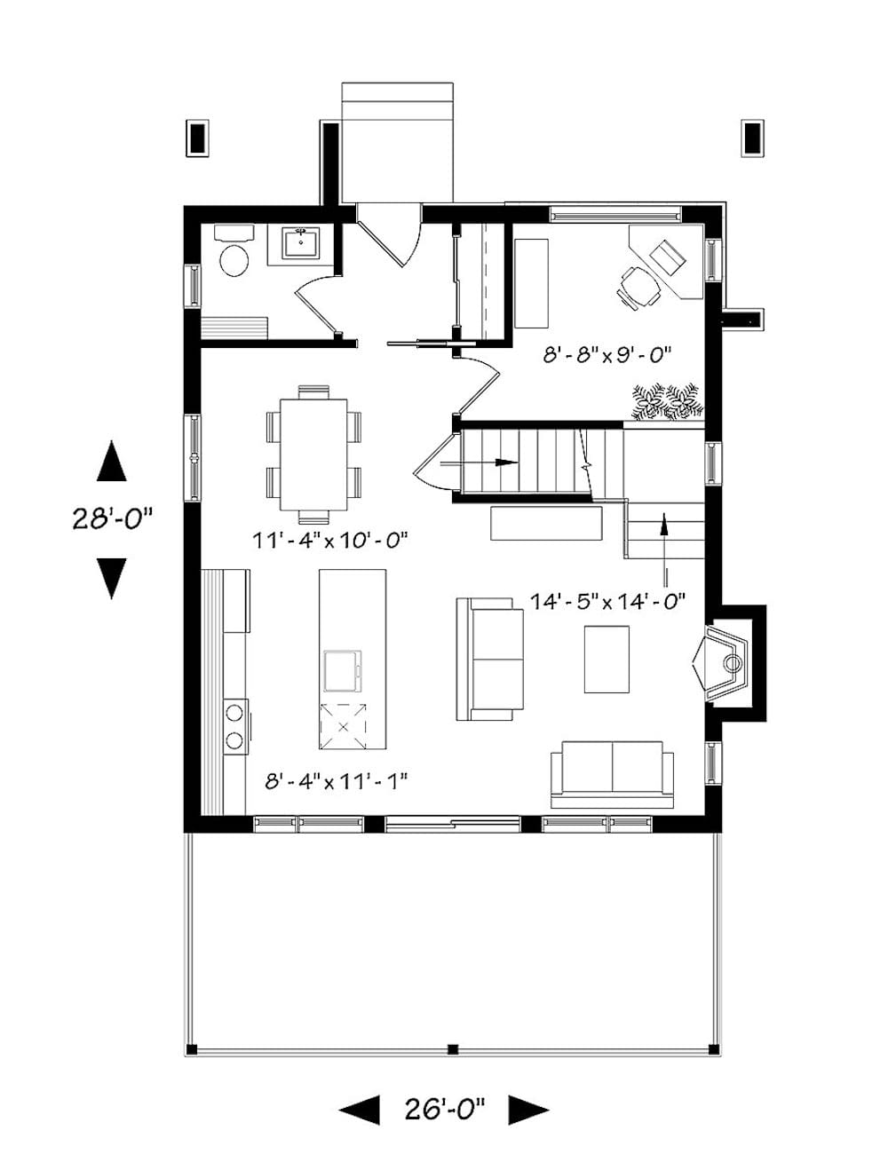 Floor Plan Main Level of Modern Plan #126-1926