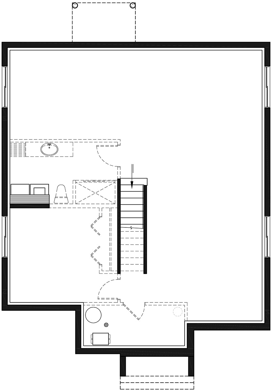 Floor Plan Basement of Contemporary Plan #126-1927