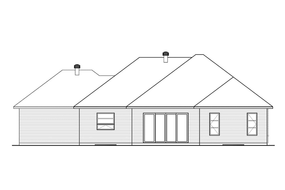 Home Plan Rear Elevation of this 2-Bedroom,2012 Sq Ft Plan -126-1928