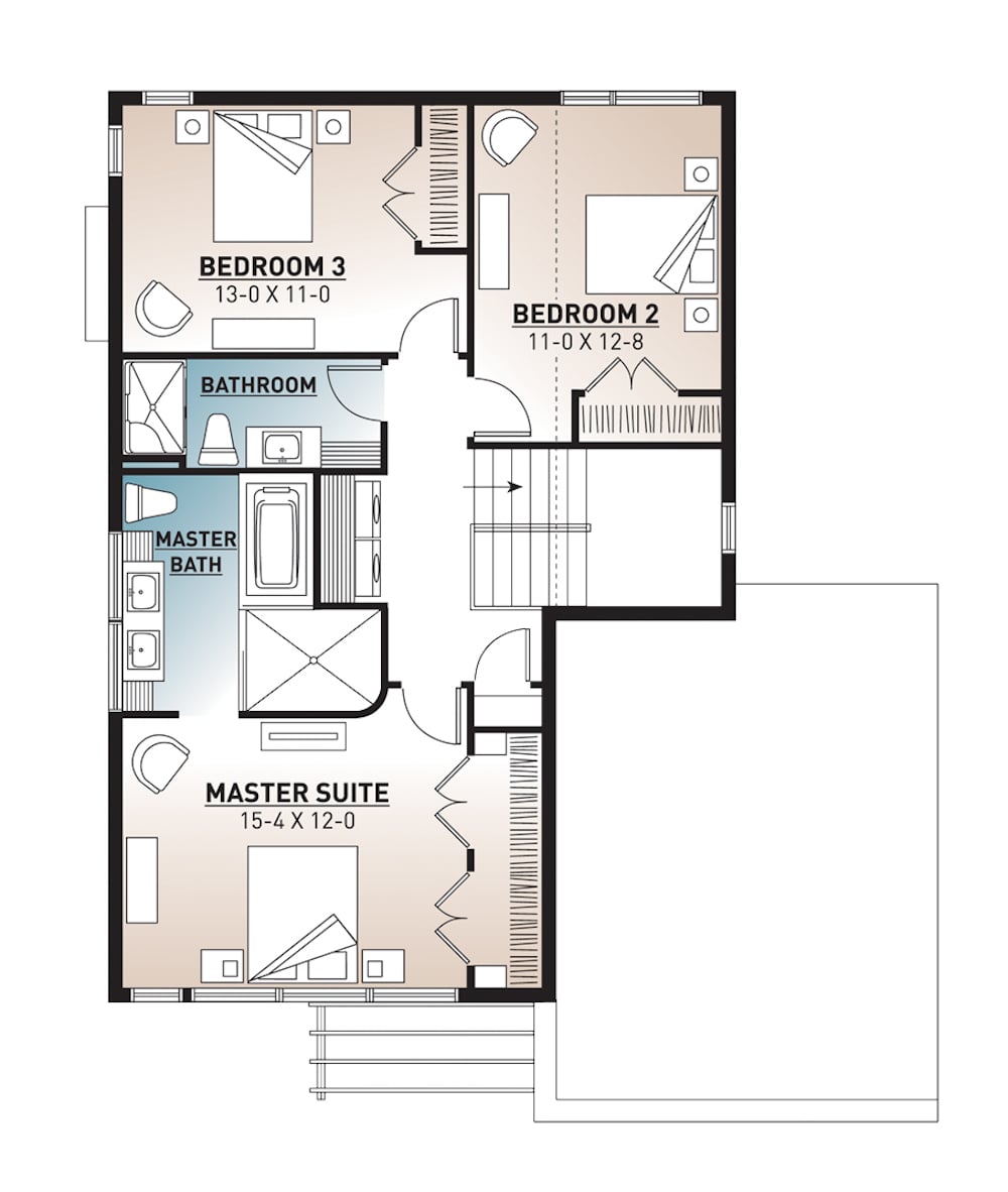 Floor Plan Upper Level of Modern Plan #126-1929