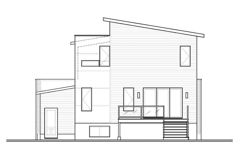 Home Plan Rear Elevation of this 1-Bedroom,1141 Sq Ft Plan -126-1929