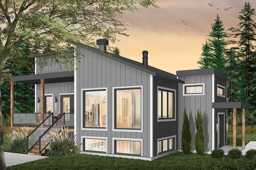 Front elevation of Modern home (ThePlanCollection: House Plan #126-1930)
