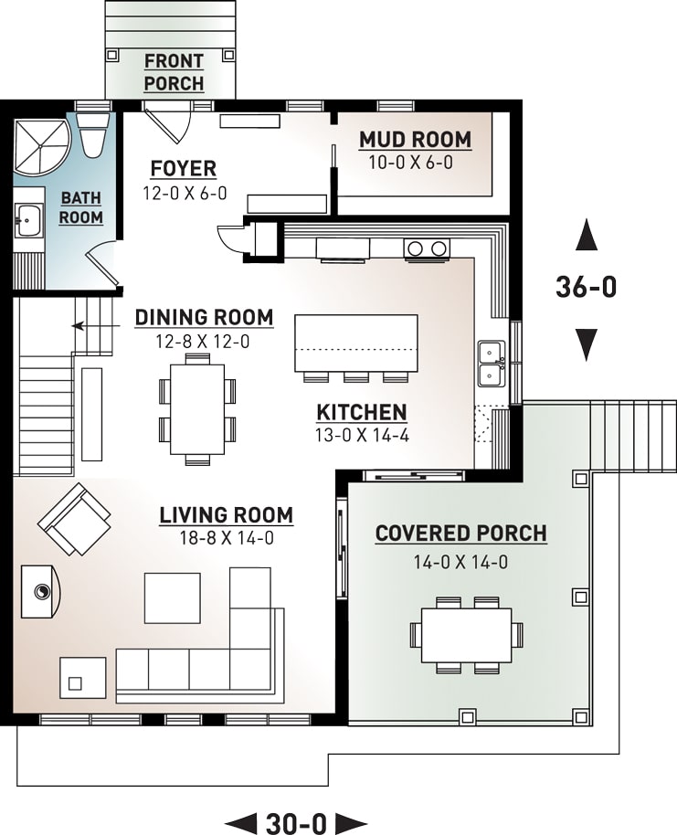 Floor Plan Main Level of Modern Plan #126-1931