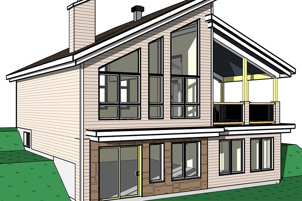 Home Plan Rear Elevation of this 3-Bedroom,2085 Sq Ft Plan -126-1931